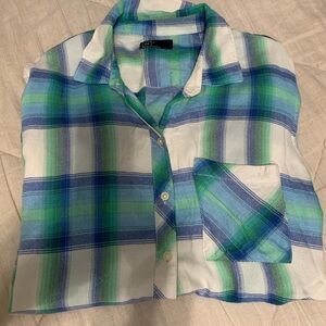 Women’s softest lived in Plaid lightweight flannel in Blue and Green